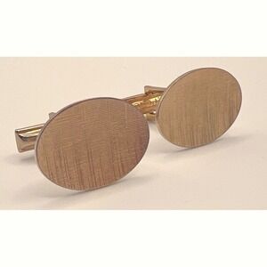 Vintage Men's Oval Cufflinks‎ Woven Textured Face Gold Tone Classic